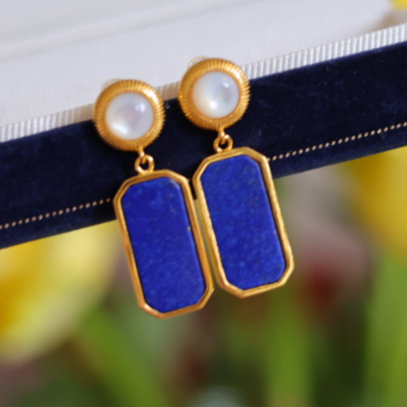 Natural Lapis Lazuli "Peace Tablet" Earrings