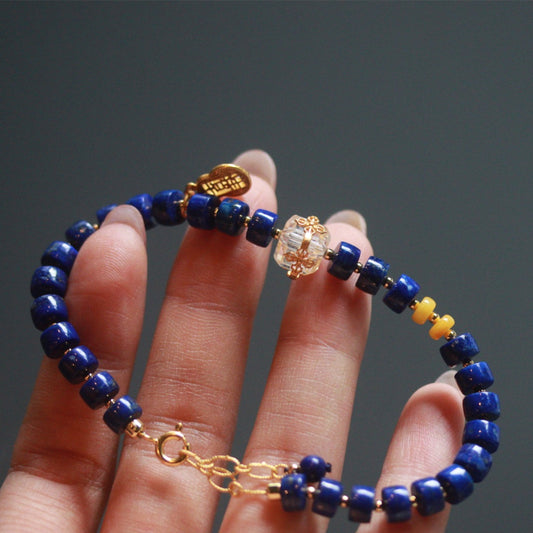 Natural Lapis Lazuli Pill-Cut Bracelet