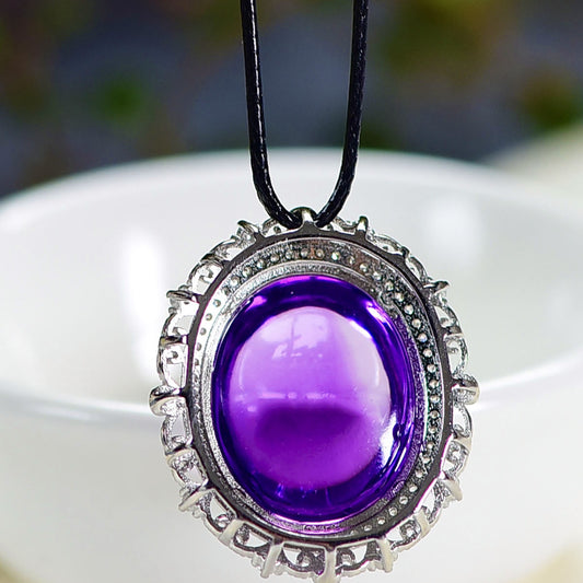 Natural Brazilian Amethyst Cabochon Pendant