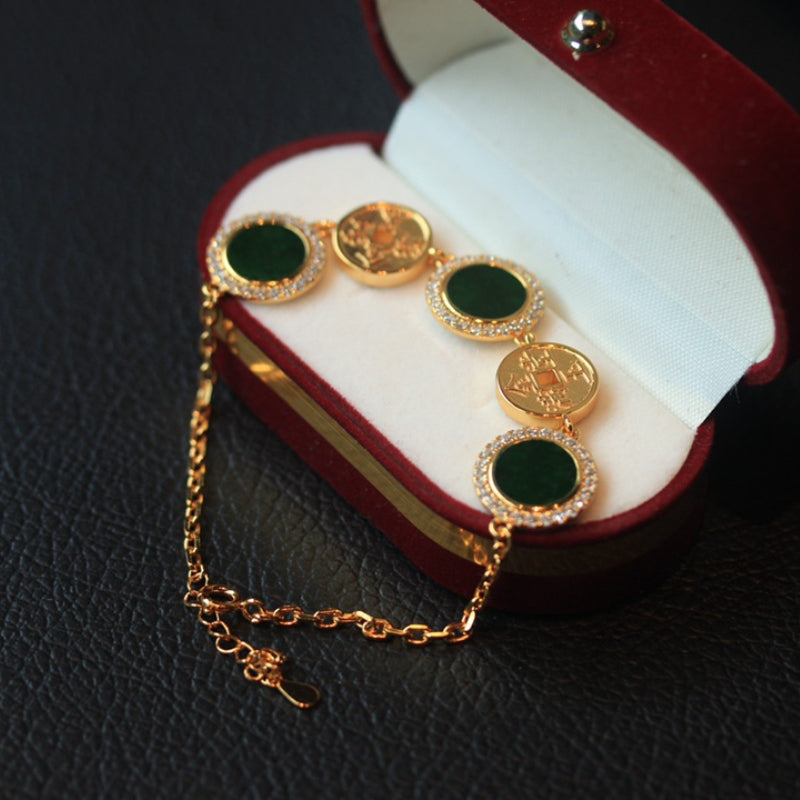 Jadeite "Gold and Jade Fill the Hall" Bracelet