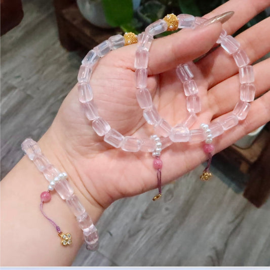 Natural Mozambique Rose Quartz Bracelet