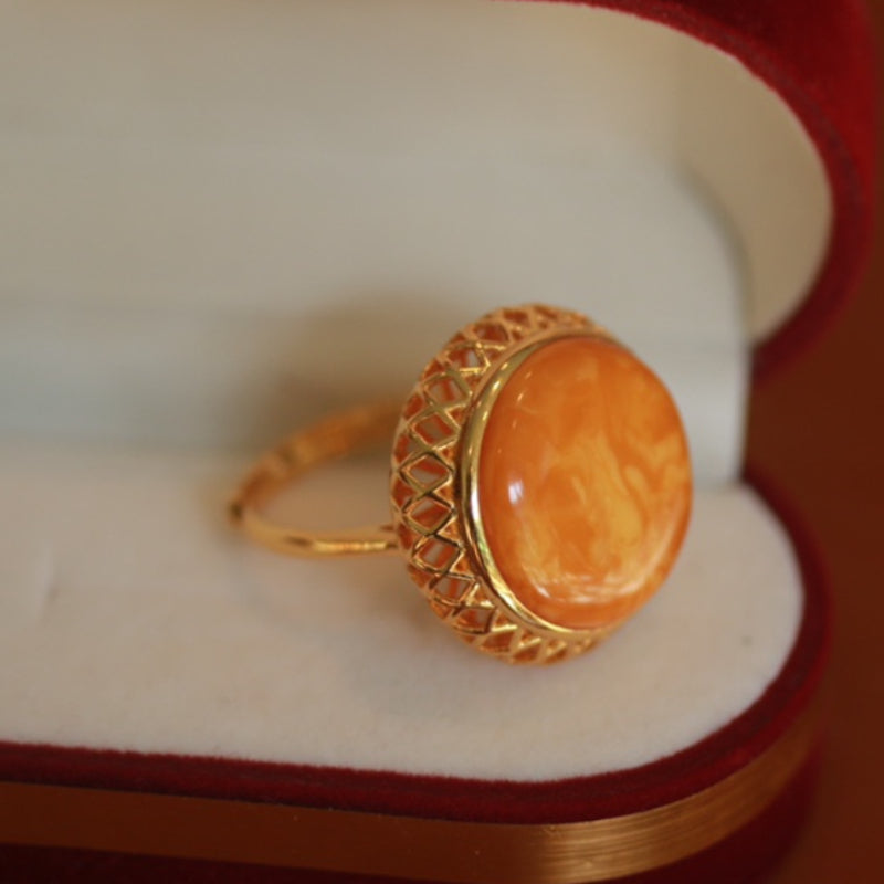 Natural Aged Amber Ring