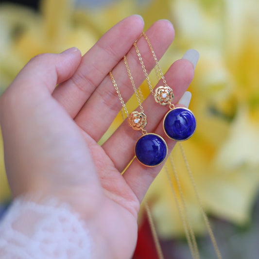 Natural Lapis Lazuli Piaget Flower Pendant
