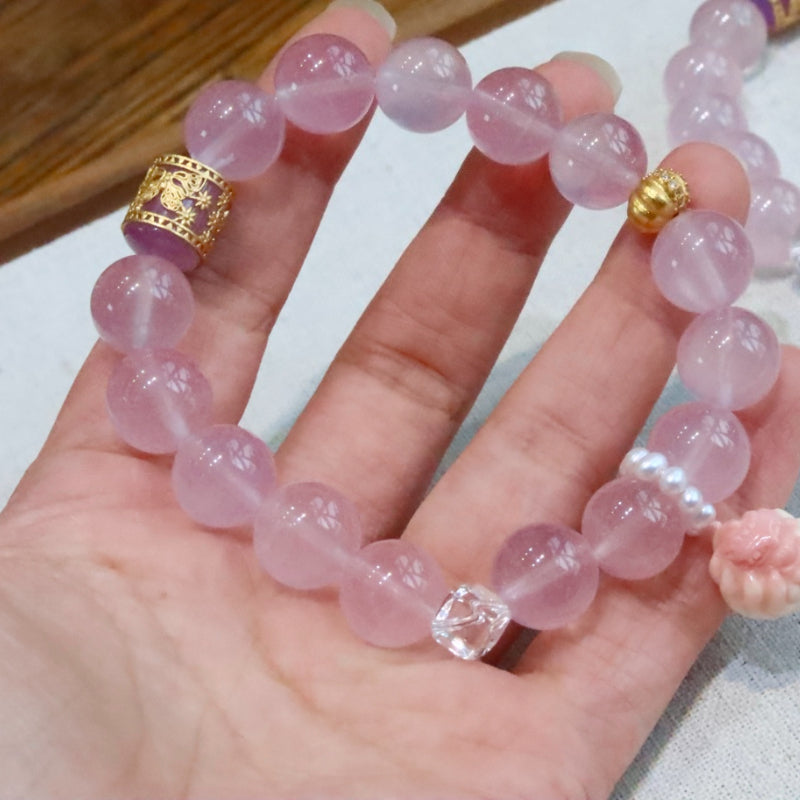Natural Mozambique Rose Quartz Bracelet