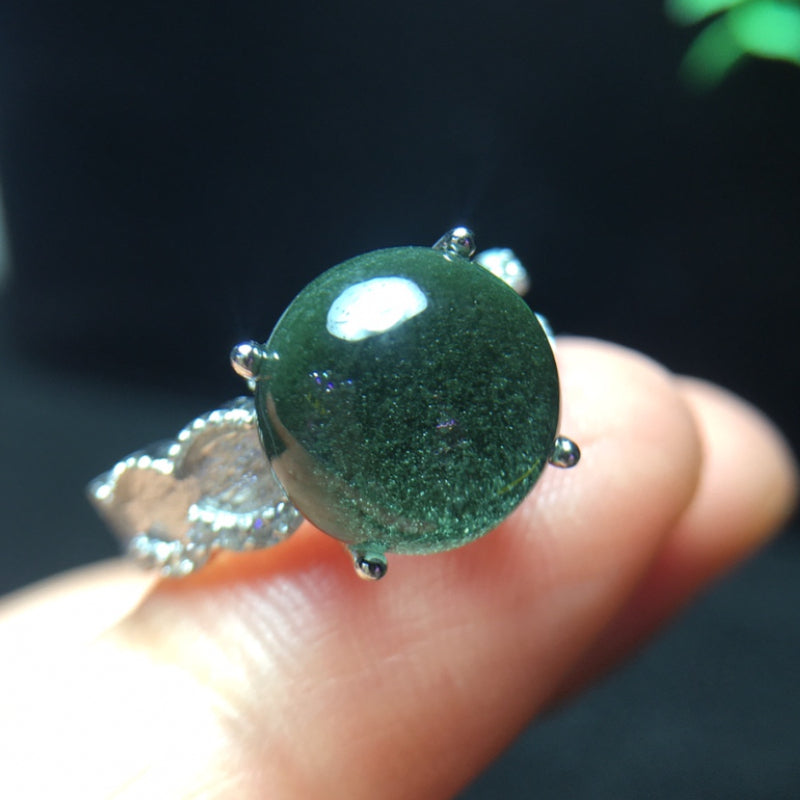 Natural Green Phantom Quartz Ring