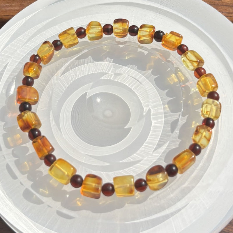Golden amber square bracelet