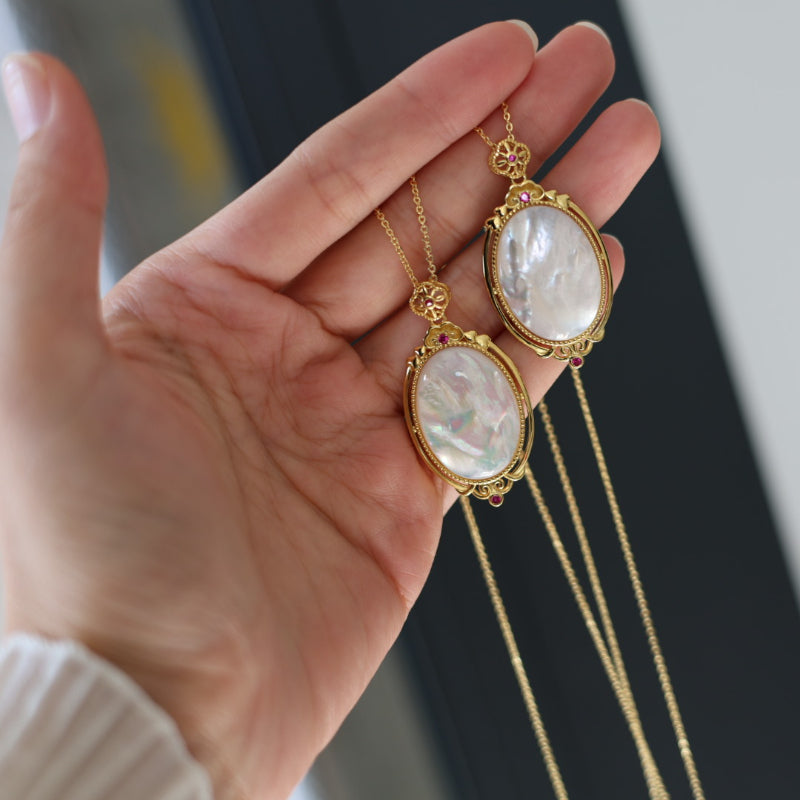 Natural White Mother of Pearl Large Pendant