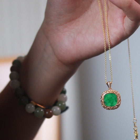 Natural Burmese Jadeite Peace Tablet Pendant