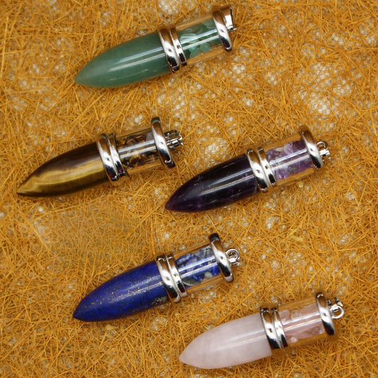 European and American Amethyst Bullet Pendant Necklace