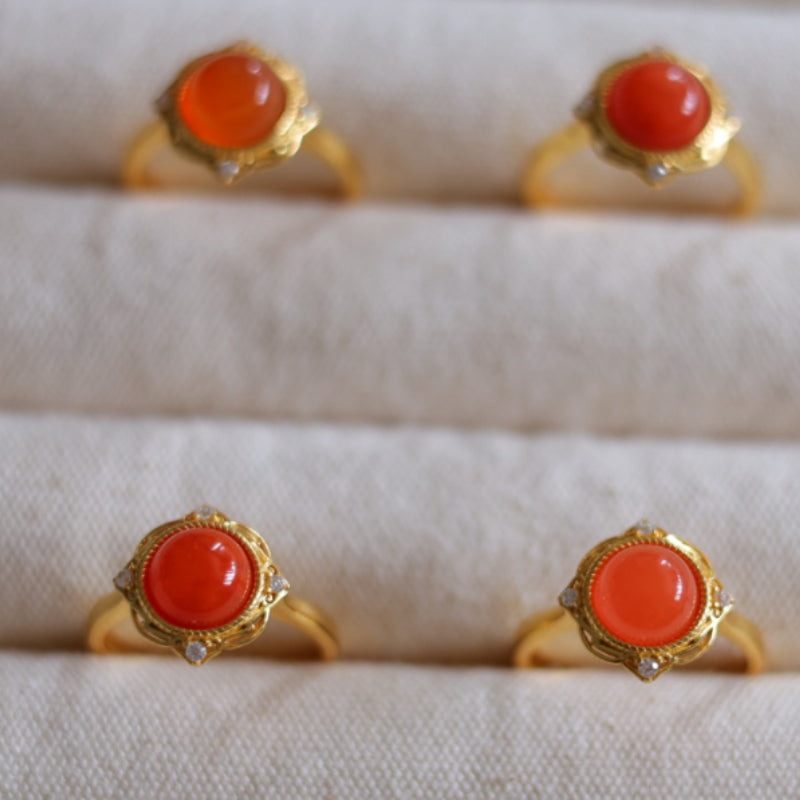 Natural Nanhong Agate Ring