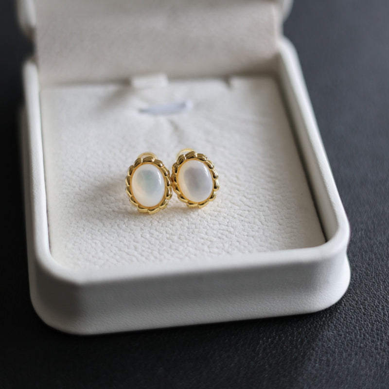 Natural White Mother of Pearl Stud Earrings