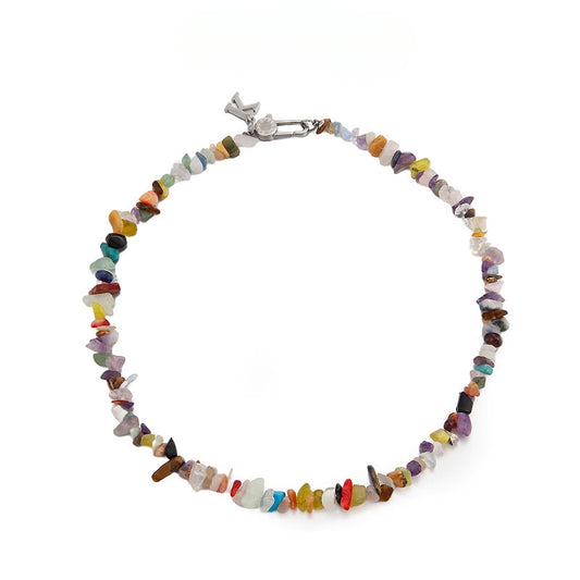 Natural stone free shape hip hop necklace