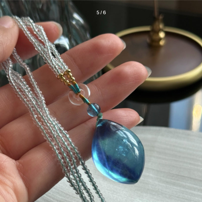 Natural Aquamarine Devil Blue Marquise Pendant