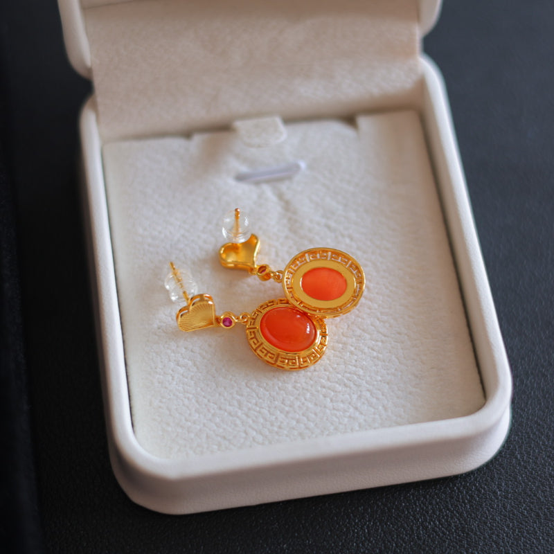 Natural Nanhong Agate Earrings