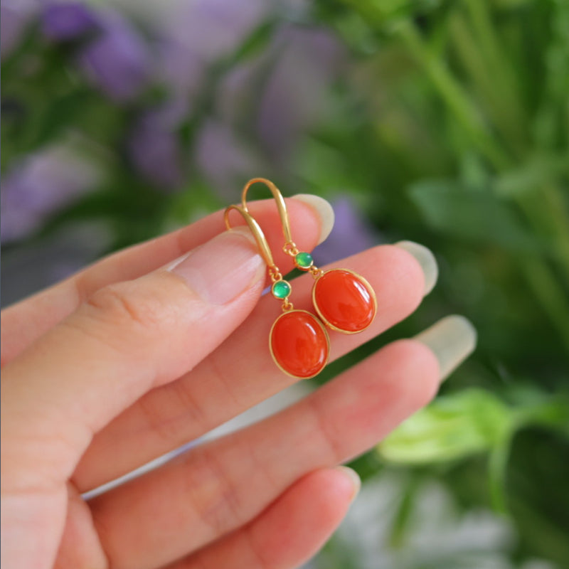 Natural Nanhong Agate Earrings