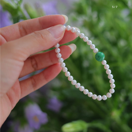 Natural Pearl & Jadeite Bracelet