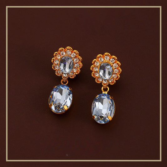 Temperament retro exquisite zircon water drop flower earrings - jewelryweilin