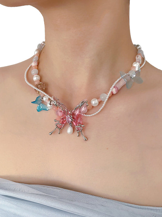 Colorful butterfly necklace
