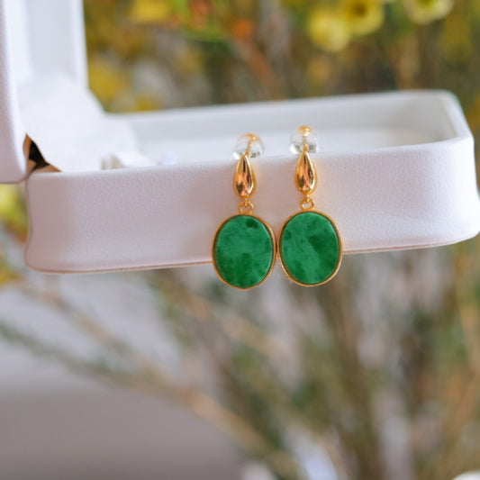 Natural Burmese Jadeite Earrings