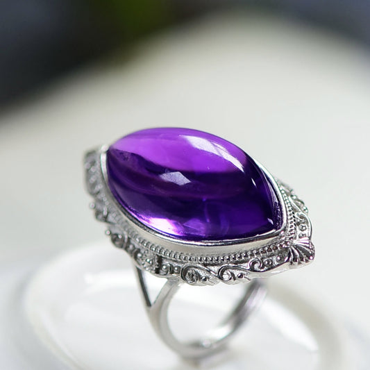 Natural Brazilian Amethyst Marquise Ring