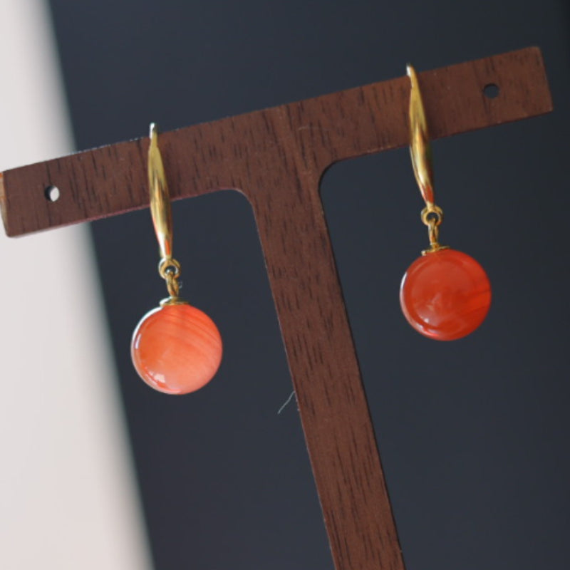 Natural Nanhong Agate Earrings