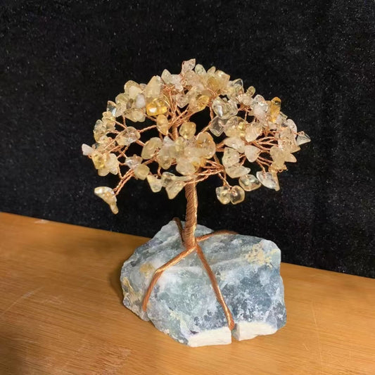 Natural Fluorite Wire-Wrapped Stone Tree Pendant