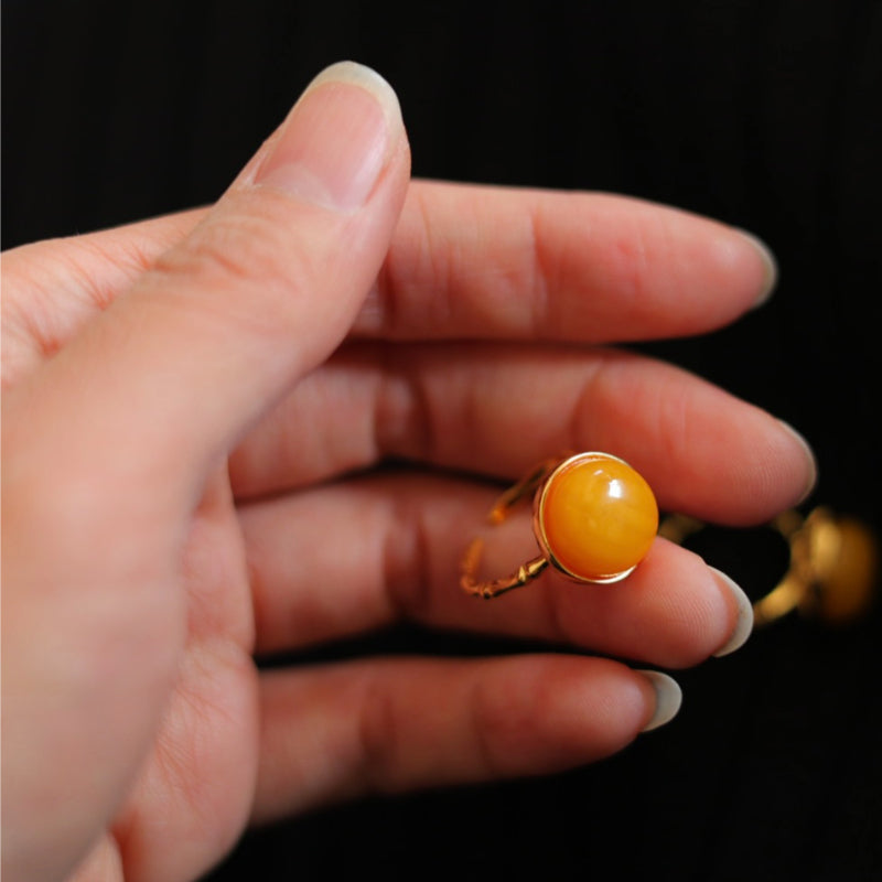 Natural Beeswax Amber Ring