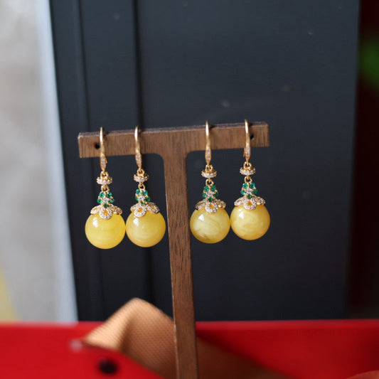 Natural Raw Mine Beeswax Earrings