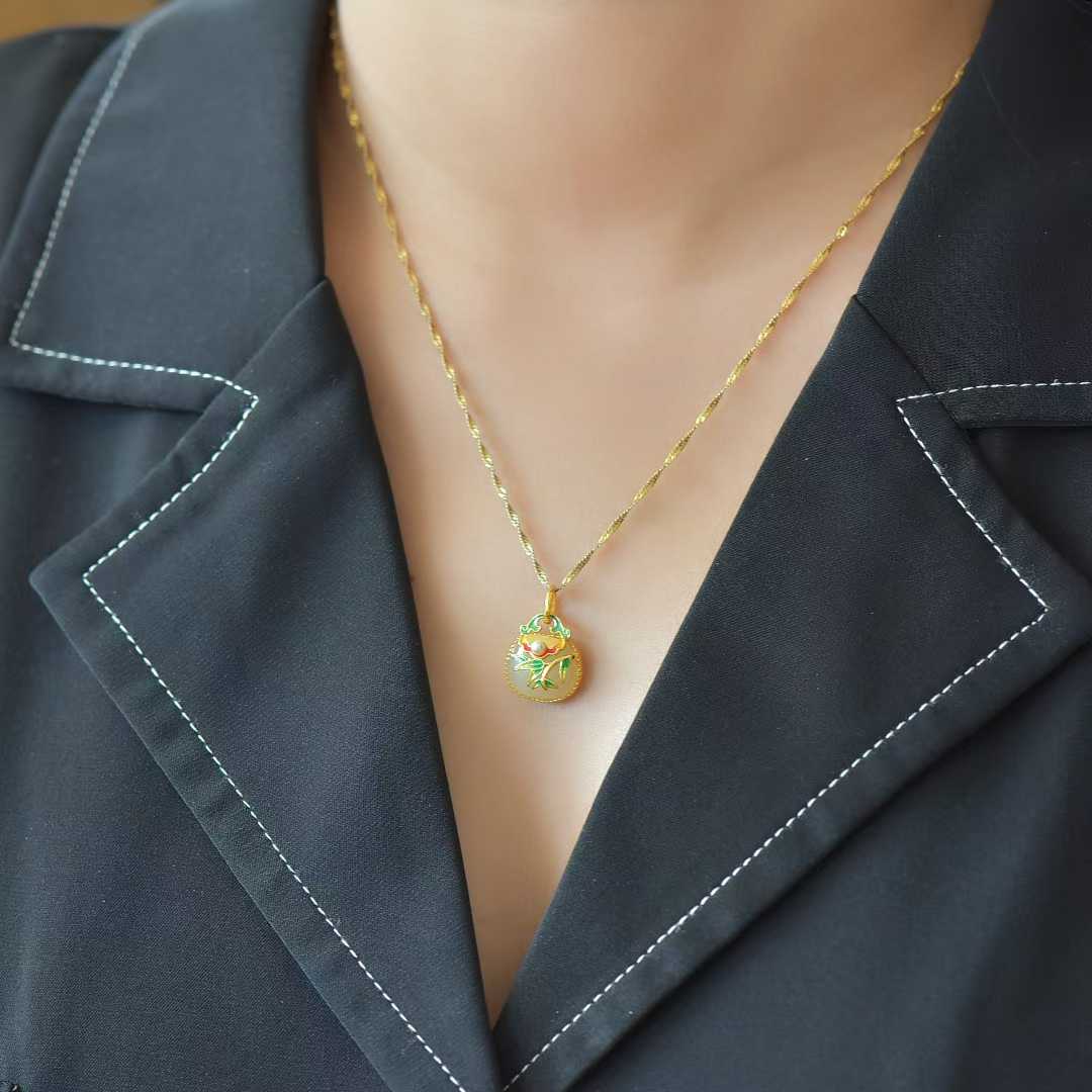 925 Silver Inlaid Nephrite "Bamboo Reports Safety" Bag Charm - jewelry - weilin.com