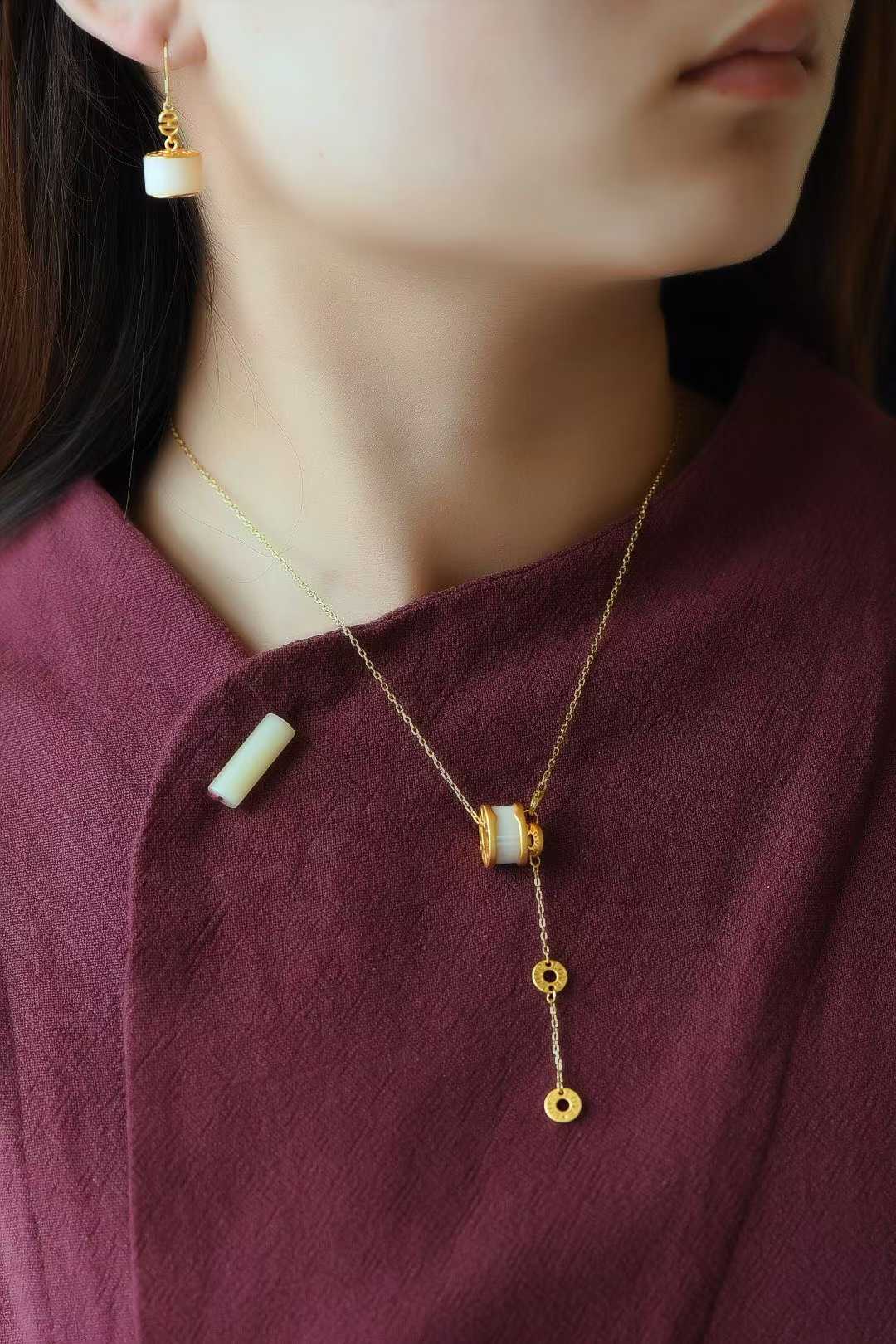 925 Silver Inlaid Nephrite "Bulgari" Lulu Tong Jewelry Set - jewelry - weilin.com