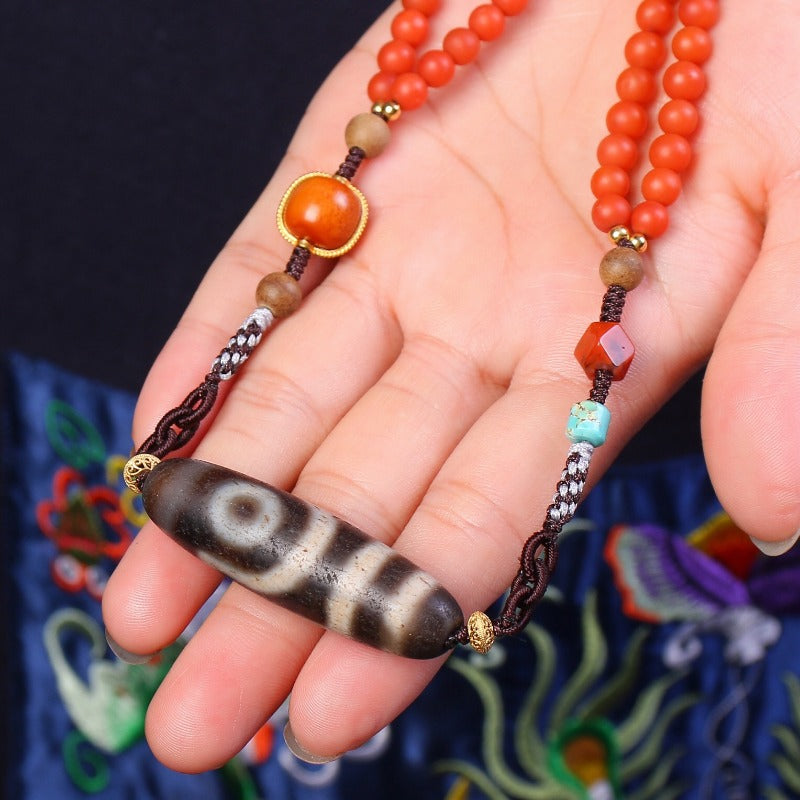 Chinese Dzi Bead Necklace