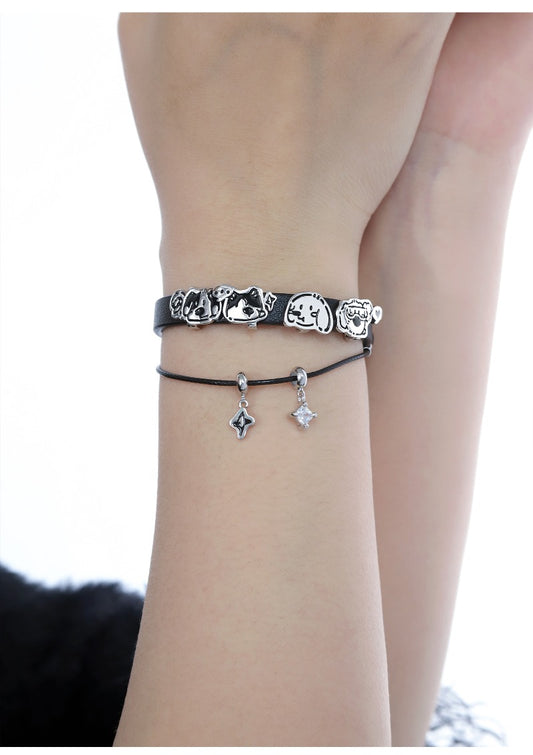 Cute puppy leather bracelet