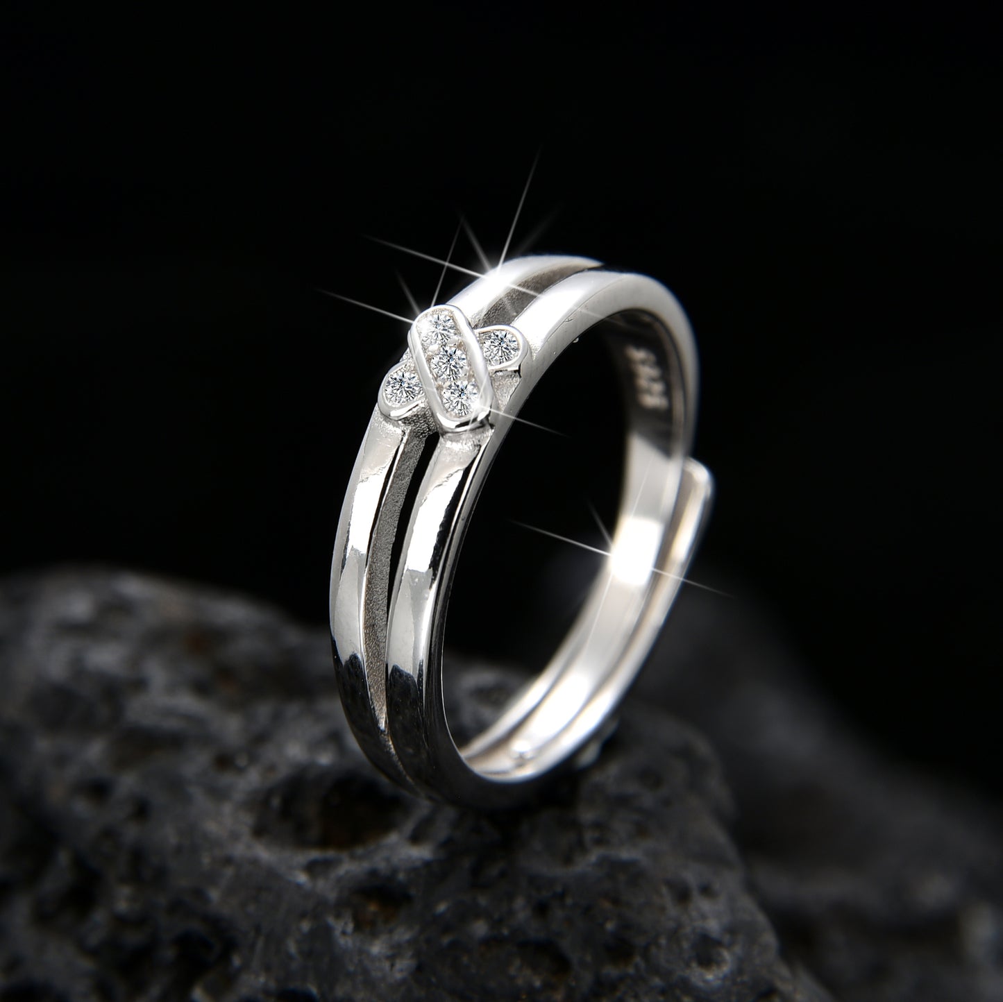 Elegant design double cross knot ring - jewelryweilin