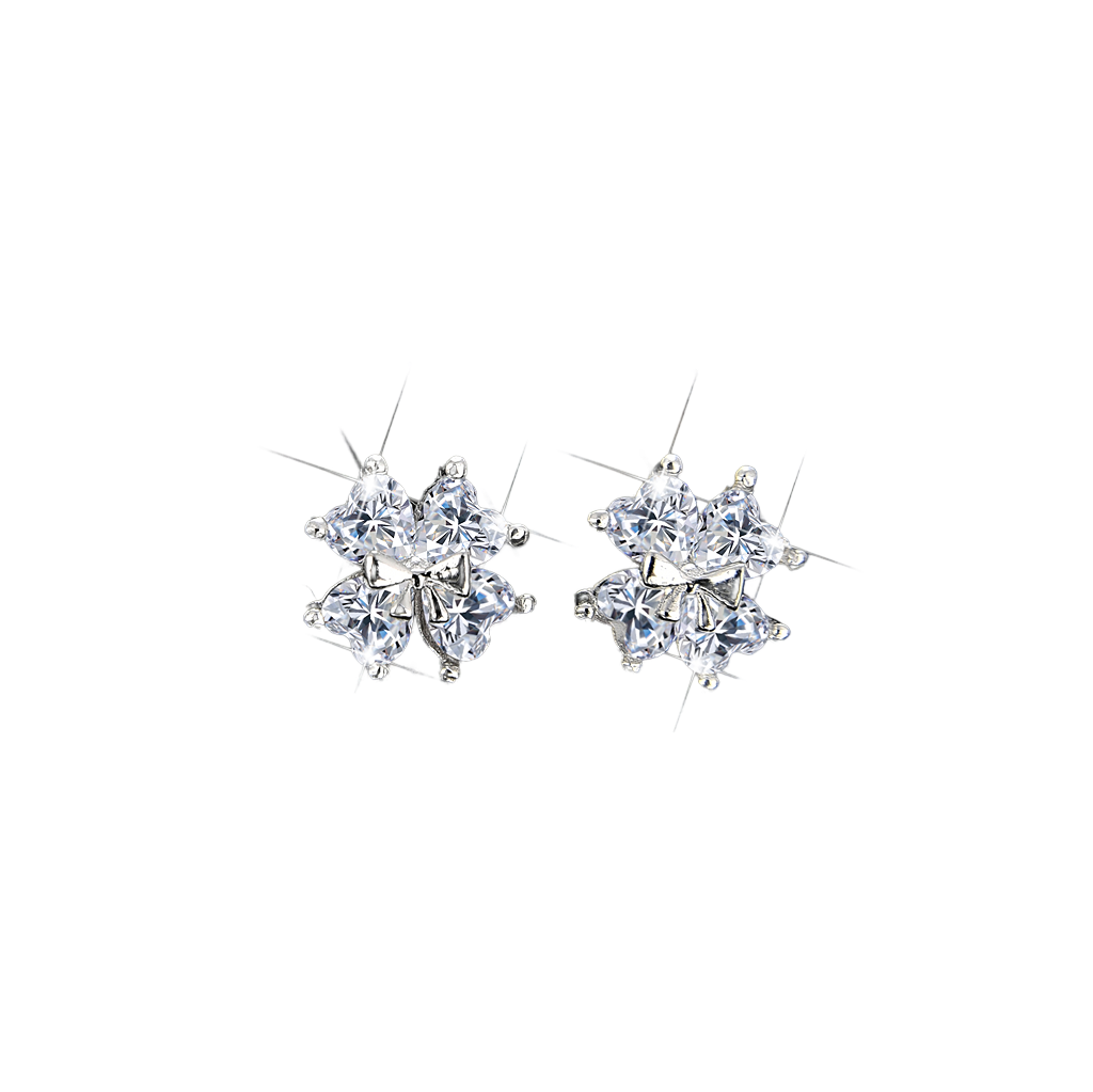 Noble and elegant four-leaf clover cubic zirconia earrings - jewelryweilin