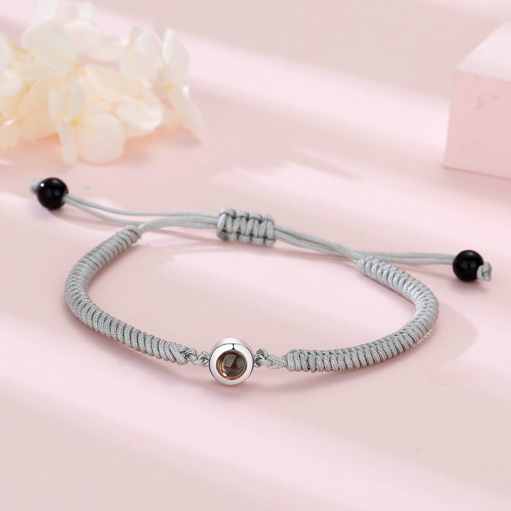 Photo projection colorful couple braided bracelet