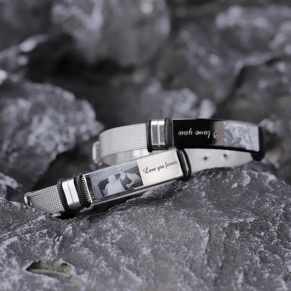 Engraved woven men's bracelet