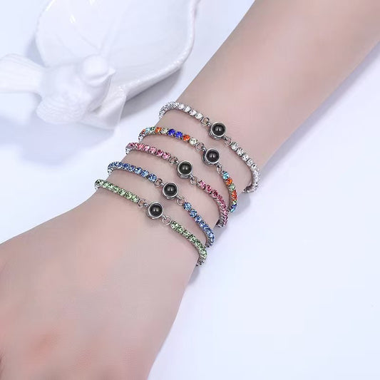 Colored diamond projection photo bracelet