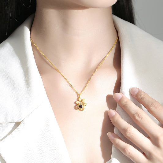 Photo projection dog paw necklace