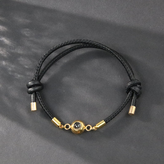 Photo projection leather cord bracelet