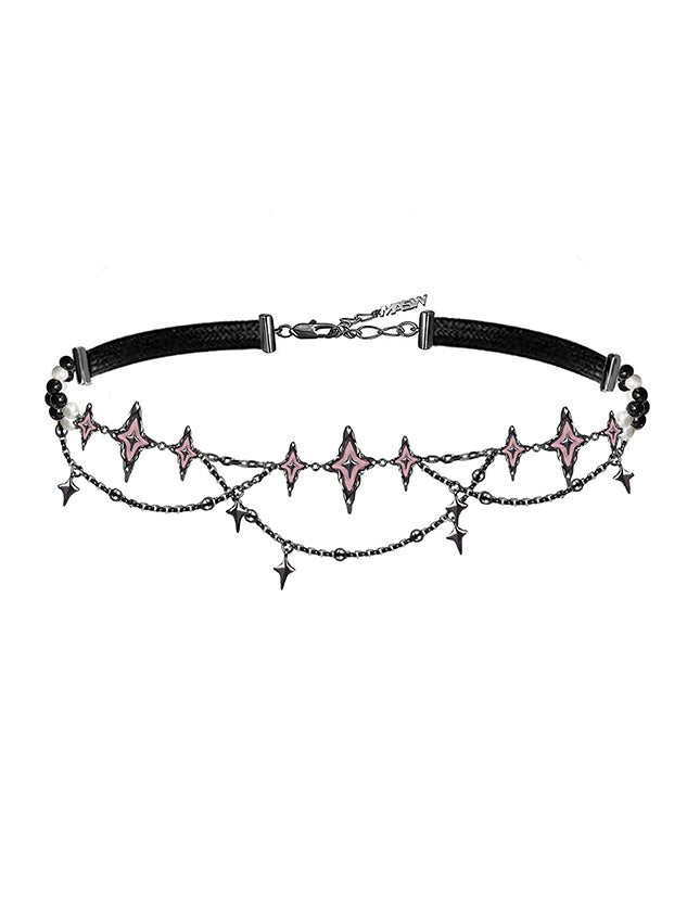 Punk pink starburst lock necklace