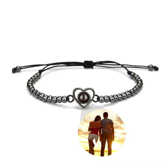 Love heart projection photo beaded bracelet weaving