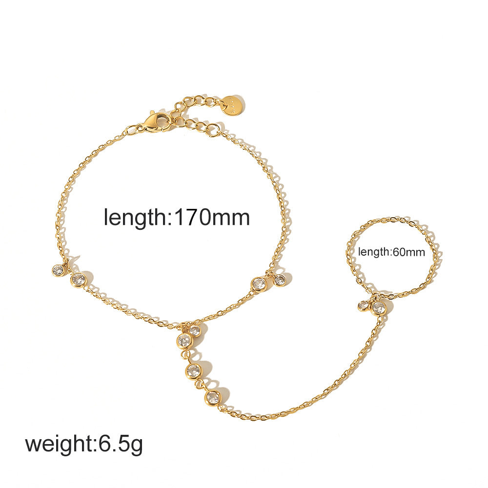 Internet celebrity style 18k gold-plated finger chain