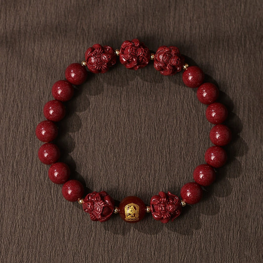 New Chinese style cinnabar purple gold sand bracelet zodiac men and women