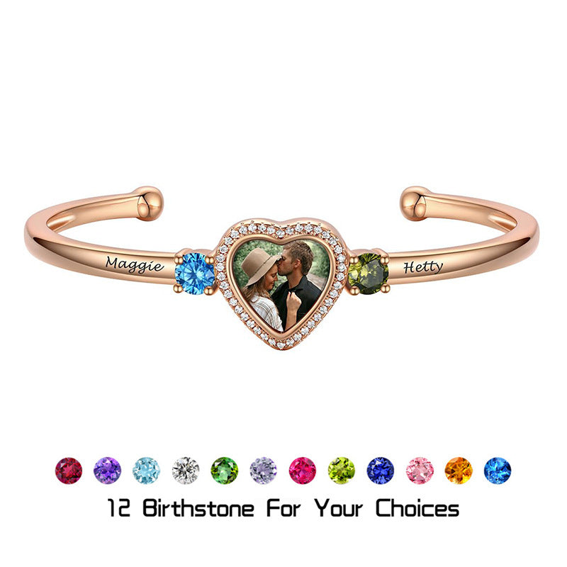 Pulsera con foto de corazón personalizada