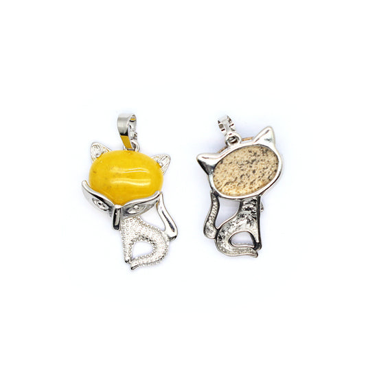 Ancient style little fox crystal pendant