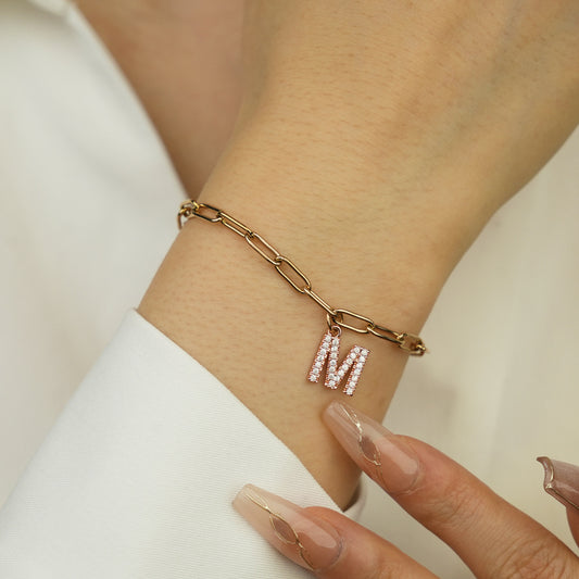 Moissanite alphabet bracelet