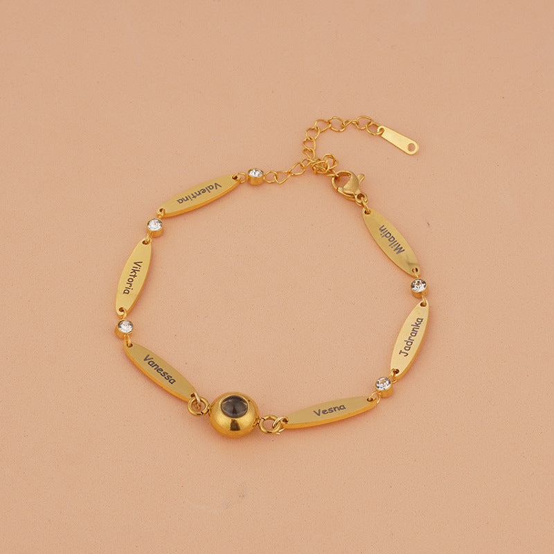 Photo projection engraving couple bracelet