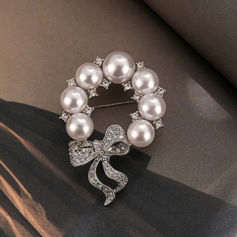 High-grade zircon pearl butterfly brooch simple niche clothing women's accessories - jewelryweilin