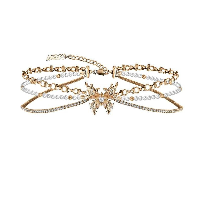 Butterfly dance multilayer necklace