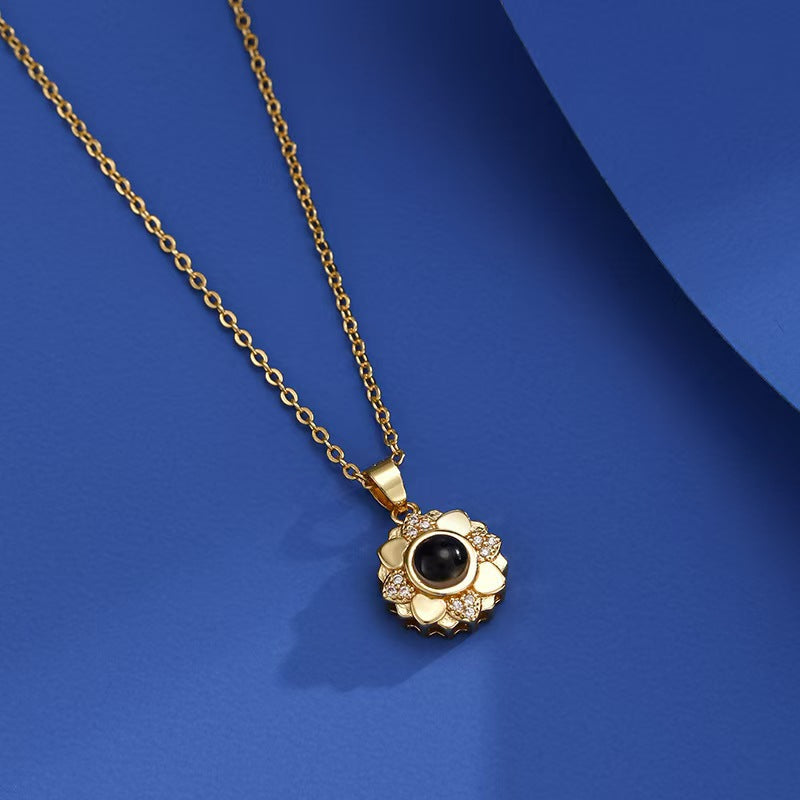 Collar de girasol con proyección de fotos